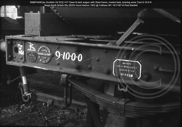 SMBP4408 [ex Scottish Oil 523] 14T Class B tank wagon 1922 @ Feltham MY 67-11-15 © Paul Bartlett[2w]
