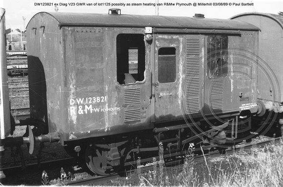DW123821 GWR van as steam heating van @ Millerhill 89-08-03 � Paul Bartlett w