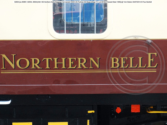 92904 [ex 80867] Mk1 BG Northern Belle @ York Station 2014-07-04 � Paul Bartlett [8w]