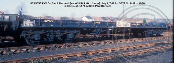 B745053 FVX Carflat A Motorail @ Eastleigh 82-11-15 © Paul Bartlett w
