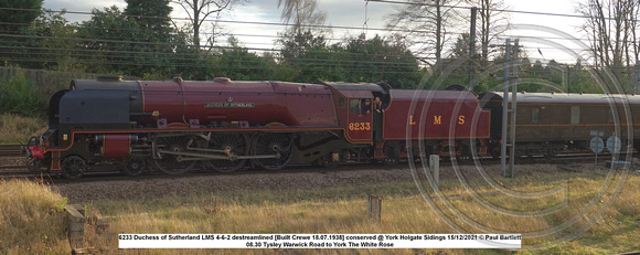 6233 Duchess of Sutherland LMS 4-6-2 destreamlined [Built Crewe 18.07.1938] conserved @ York Holgate Sidings 2021-12-15 © Paul Bartlett [9w]