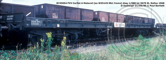 B745054 FVV Carflat A Motorail @ Eastleigh 85-08-21 © Paul Bartlett w