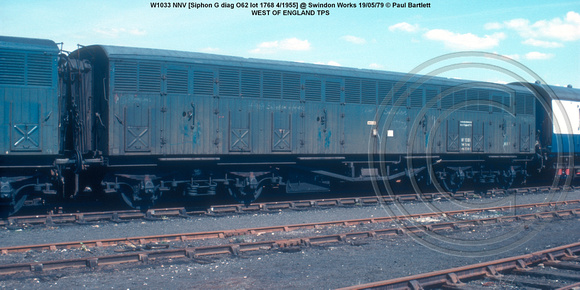 W1033 NNV [Siphon G diag O62 lot 1768 4-1955] @ Swindon Works 79-05-19 © Paul Bartlett w