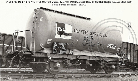 21 70 0785 113-2 = STS 115-4 TSL Ufh Tank wagon  � Paul Bartlett collection TSL-71-2 w