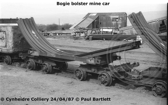 Bogie bolster mine car 87-04-24 Cynheidre Colliery © Paul Bartlett [W]