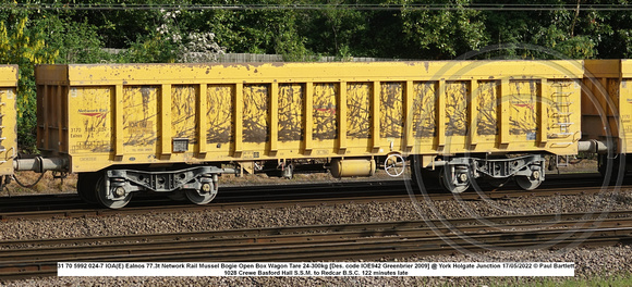 31 70 5992 024-7 IOA(E) Ealnos Network Rail Mussel Bogie Open Box Wagon [Greenbrier 2009] @ Holgate Junction 2022 05-17 © Paul Bartlett w