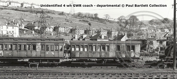 Unidentified 4 wh GWR coach - departmental © Paul Bartlett Collection w