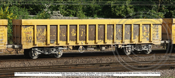 31 70 5992 098-2 IOA(E) Ealnos Network Rail Mussel Bogie Open Box Wagon [Greenbrier 2009] @ Holgate Junction 2022 05-17 © Paul Bartlett w