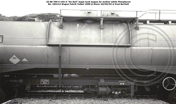 33 80 799 6 104-5 On Rail molten white Phosphorus @ Dover 92-05-10 © Paul Bartlett [6w]