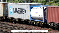 608059 FSA 61.9t Freightliner tare 21.150kg [Des Code FS002A Lot 4071 Arbel Fauvet 1992] + Maersk Type 45G1 + NROU511019 5 NRS Flammable liquid @ York Holgate Junction 2025-05-06 © Paul Bartlett w