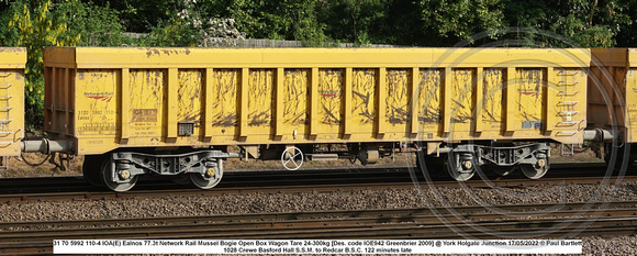 31 70 5992 110-4 IOA(E) Ealnos Network Rail Mussel Bogie Open Box Wagon [Greenbrier 2009] @ Holgate Junction 2022 05-17 © Paul Bartlett w