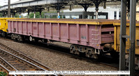 503571 MLA 65.9t EWS Red Snapper bogie ballast wagon Tare 24-100kg  [Des code ML003A Greenbrier Europe Poland 2008] @ York Station [2w]