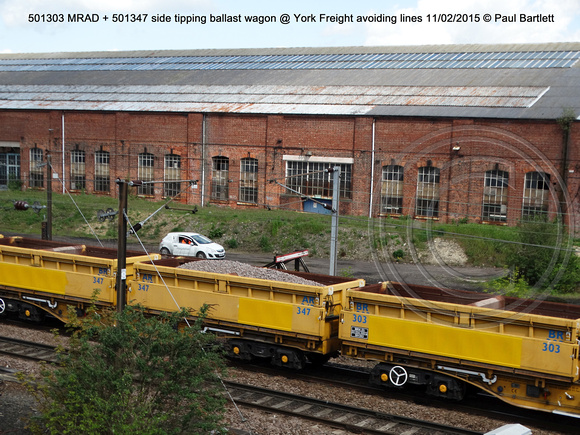 501303 MRAD + 501347 side tipping ballast wagon @ York Freight avoiding lines 2015-05-11 © Paul Bartlett