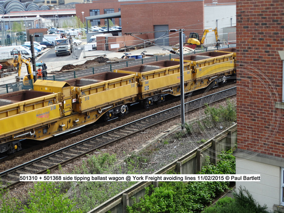 501310 + 501368 MRAF side tipping ballast wagon @ York Freight avoiding lines 2015-05-11 © Paul Bartlett [1]