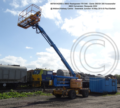 99709 942055 3 8902 Readypower FR1346 Accessrailer@ Midland Railway Centre - Swanwick Junction 2015-05-16 © Paul Bartlett [05]