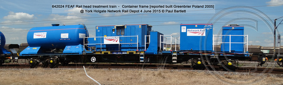 642024 FEAF Rail head treatment train – Container frame @ York Holgate Network Rail Depot 2015-06-04 © Paul Bartlett [1]