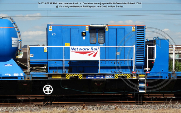 642024 FEAF Rail head treatment train – Container frame @ York Holgate Network Rail Depot 2015-06-04 © Paul Bartlett [3]