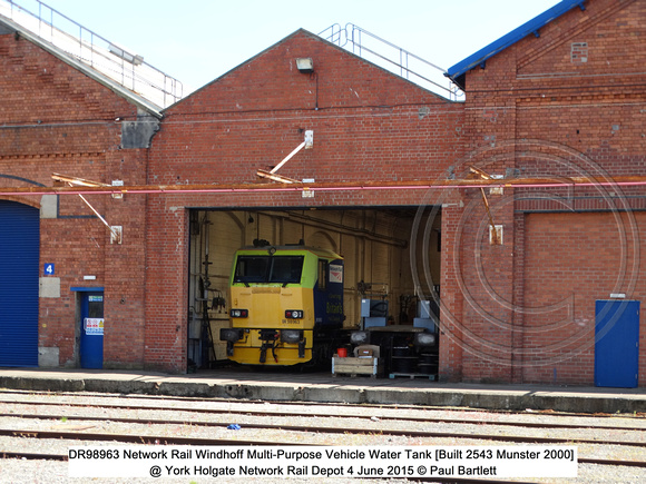 DR98963 Network Rail Windhoff Multi-Purpose Vehicle Water Tank @ York Holgate Network Rail Depot 2015-06-04 © Paul Bartlett [2]