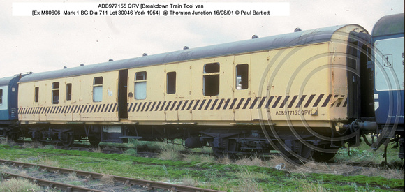 ADB977155 QRV [Breakdown Train Tool van @ Thornton Junction 91-08-16 � Paul Bartlett w