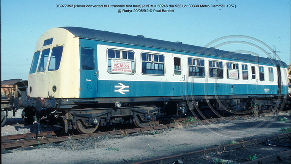 DB977393 [Never converted to Ultrasonic test train] @ Radyr 92-08-20 � Paul Bartlett w