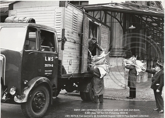BM55 ventilated meat LMS 3579-B lorry @ Smithfield August 1949 � Paul Bartlett collection X46740 w