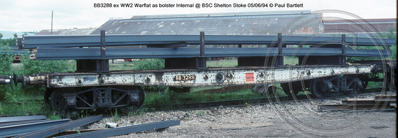BB3288 ex WW2 Warflat as bolster Internal @ BSC Shelton Stoke 94-06-05 � Paul Bartlett [1w]