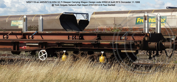 NR97119 ex JARV97119 KRA Sleeper Carrying Wagon @ York Holgate Network Rail Depot 2014-07-27 � Paul Bartlett [6w]
