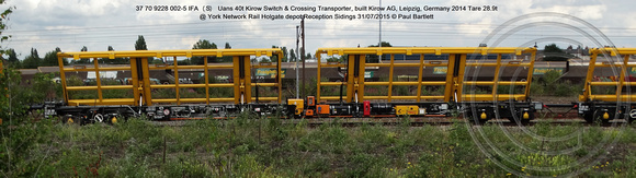 37 70 9228 002-5 IFA (S) Uans Kirow Switch & Crossing Transporter @ York Holgate Network Rail Depot 31 July 2015 © Paul Bartlett