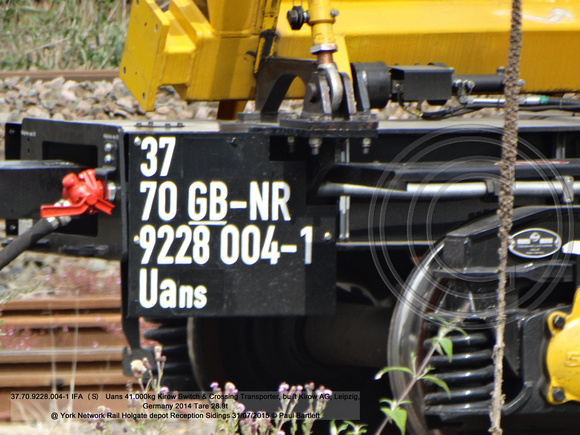 37 70 9228 004-1 IFA (S) Uans Kirow Switch & Crossing Transporter @ York Holgate Network Rail Depot 31 July 2015 © Paul Bartlett [3]