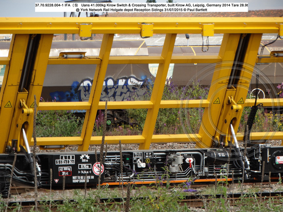 37 70 9228 004-1 IFA (S) Uans Kirow Switch & Crossing Transporter @ York Holgate Network Rail Depot 31 July 2015 © Paul Bartlett [4]