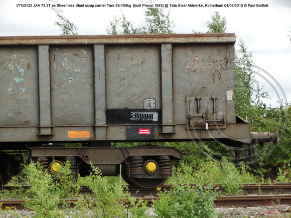 VTG3122 JXA ex Sheerness Steel scrap @ Tata Steel Aldwarke, Rotherham 2015-08-04 © Paul Bartlett [9w]