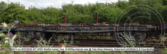 MD14 ex WGF8039 50T WW2 Warflat riveted Internal user @ Tata Steel Aldwarke, Rotherham 2015-08-04 © Paul Bartlett [1w]