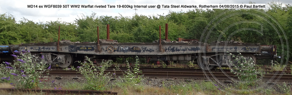 MD14 ex WGF8039 50T WW2 Warflat riveted Internal user @ Tata Steel Aldwarke, Rotherham 2015-08-04 © Paul Bartlett [2w]