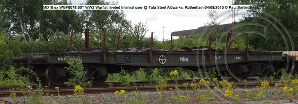 MD16 ex WGF8078 50T WW2 Warflat riveted Internal user @ Tata Steel Aldwarke, Rotherham 2015-08-04 © Paul Bartlett [1w]