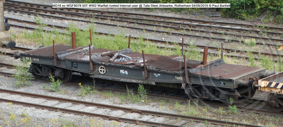 MD16 ex WGF8078 50T WW2 Warflat riveted Internal user @ Tata Steel Aldwarke, Rotherham 2015-08-04 © Paul Bartlett [2w]