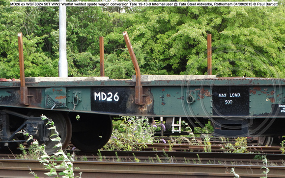 MD26 ex WGF8024 50T WW2 Warflat welded spade Internal user @ Tata Steel Aldwarke, Rotherham 2015-08-04 © Paul Bartlett [7w]