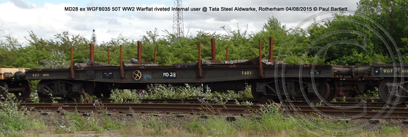 MD28 ex WGF8035 50T WW2 Warflat riveted Internal user @ Tata Steel Aldwarke, Rotherham 2015-08-04 © Paul Bartlett [3w]