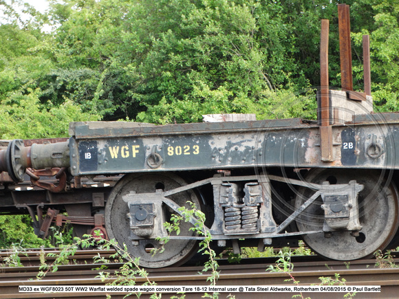 MD33 ex WGF8023 50T WW2 Warflat welded spade  Internal user @ Tata Steel Aldwarke, Rotherham 2015-08-04 © Paul Bartlett [2w]