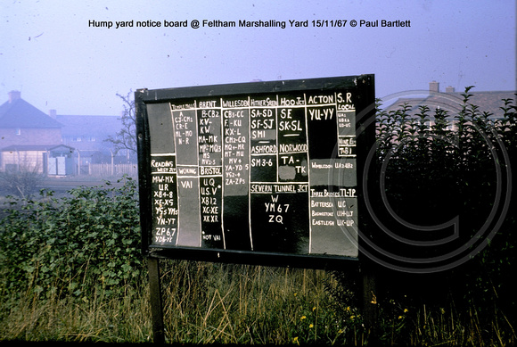Hump yard notice board @ Feltham Marshalling Yard 67-11-15 � Paul Bartlett w
