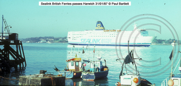 Sealink British Ferries passes Harwich 87-01-31 � Paul Bartlett w