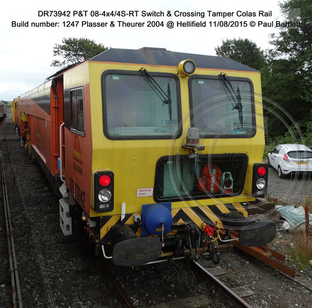 DR73942 P&T 08-4x4-4S-RT Switch & Crossing Tamper Colas Rail @ Hellifield 2015-08-11 © Paul Bartlett [w]