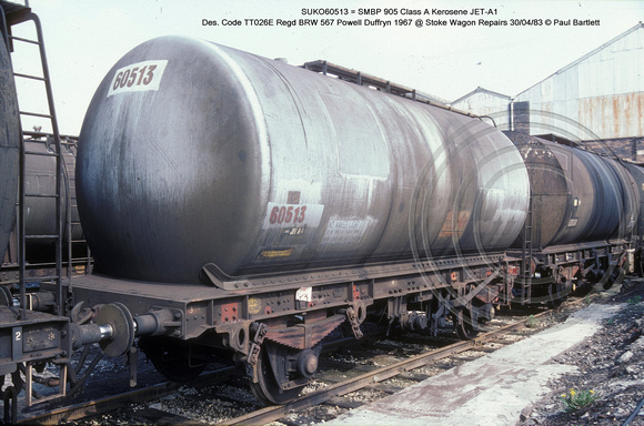 SUKO60513 = SMBP 905 Class A @ Stoke Wagon Repairs 83-04-30 � Paul Bartlett w