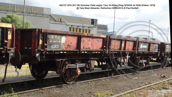 460137 SPA 30T DB Schenker Plate wagon @ Tata Steel Aldwarke, Rotherham 2015-08-04 © Paul Bartlett [aw]