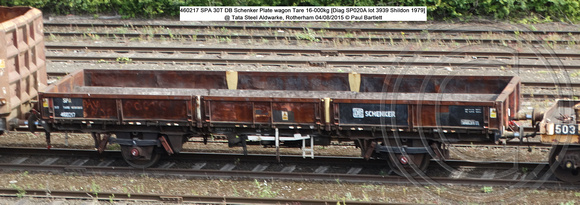 460217 SPA 30T DB Schenker Plate wagon @ Tata Steel Aldwarke, Rotherham 2015-08-04 © Paul Bartlett [2w]
