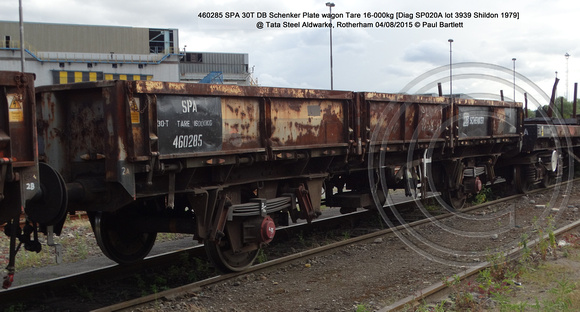 460285 SPA 30T DB Schenker Plate wagon @ Tata Steel Aldwarke, Rotherham 2015-08-04 © Paul Bartlett [aw]