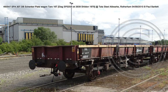 460547 SPA 30T DB Schenker Plate wagon @ Tata Steel Aldwarke, Rotherham 2015-08-04 © Paul Bartlett [1w]