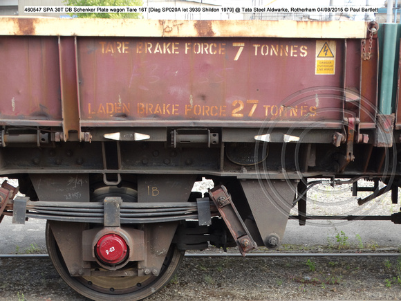 460547 SPA 30T DB Schenker Plate wagon @ Tata Steel Aldwarke, Rotherham 2015-08-04 © Paul Bartlett [cw]