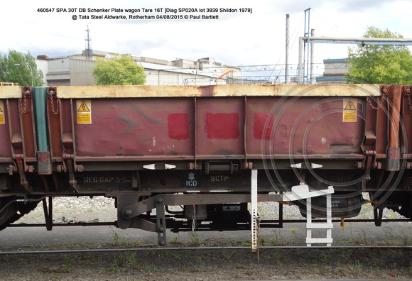 460547 SPA 30T DB Schenker Plate wagon @ Tata Steel Aldwarke, Rotherham 2015-08-04 © Paul Bartlett [dw]