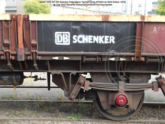 460547 SPA 30T DB Schenker Plate wagon @ Tata Steel Aldwarke, Rotherham 2015-08-04 © Paul Bartlett [ew]