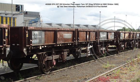 460689 SPA 30T DB Schenker Plate wagon @ Tata Steel Aldwarke, Rotherham 2015-08-04 © Paul Bartlett [aw]
